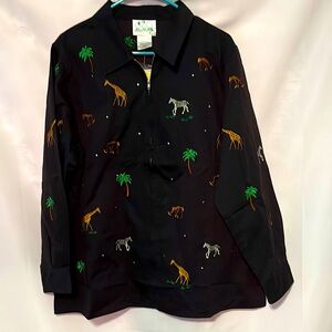 NWT Quacker Factory Womens Black Safari Animal Jacket Embroidered Rhinestones 1X
